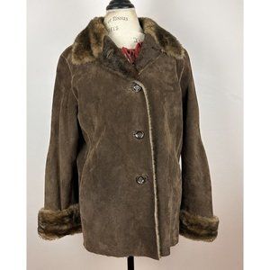 New York & Company Penny Lane Suede And Faux Fur Collar And Cuffs Jacket- L